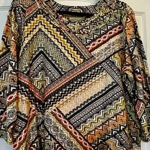 Alfred Dunner XL  3/4 sleeve Multicolor Geometric Patterned Top